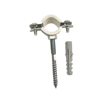Сантехнический хомут с шурупом и дюбелем ООО "ПЗМ" М8 1 (32-35 мм) белый ХБ02-032
