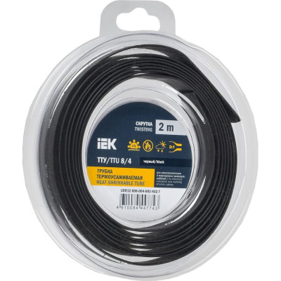 Термоусадочная трубка IEK ТТУ нг-ls 8/4 черная (2м/упак) UDR12-008-004-002-K02-T