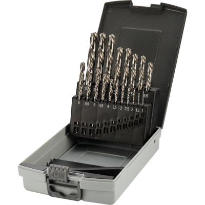 Набор сверл по металлу 1-10 мм DIN338 HSS-G 135 LH-Левые 19 шт H-Tools 214214LiROHT