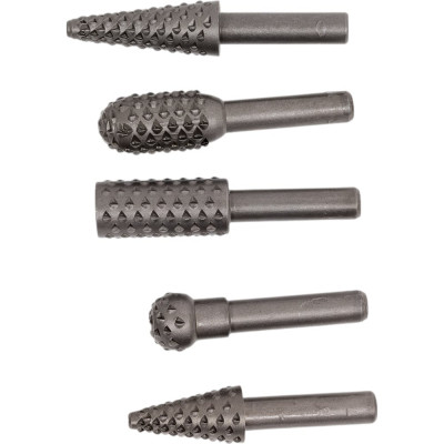 Набор шарошек рашпильных по дереву хв-к 6 мм, L 60 мм, 5 шт Pobedit 2160025