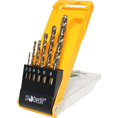 Набор сверл по металлу 6 шт, 2, 3, 4, 5, 6, 8 мм, P6M5K5 с 5% содержанием кобальта Pobedit 4513060