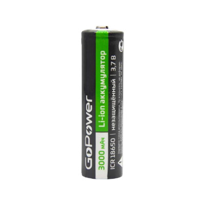 Аккумулятор GoPower Li-ion ICR18650 BL1 3.7V 3000mAh без защиты выс.конт. 00-00019731