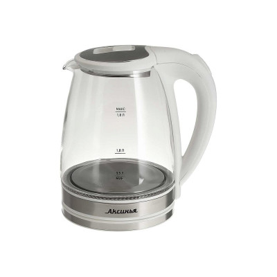 Чайник Аксинья КС-1021 корпус из жаропрочного стекла, 1,8 л, 1500 Вт, белый Р1-00016677