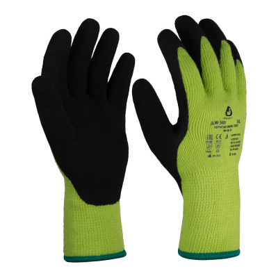Утепленные акриловые перчатки с начесом Jeta Safety с песочным латексным покрытием, р.10/XL JLW-501-XL