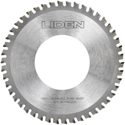Диск пильный TCT 140x1.8/1.4x62 мм, z=46 для труборезов Liden 201.140.01