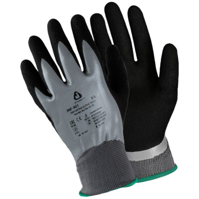 Маслобензостойкие перчатки Jeta Safety (МБС) с двухслойным нитриловым песочным покрытием, разм.9/L, JNF-401-L