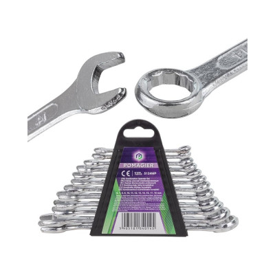 Набор комбинированных ключей POMAGIER 6-15, 17, 19 мм, 12 предметов в пластиковом держателе Pom-5124MP(57106)