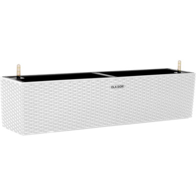 Кашпо Ola Dom  прямоугольное пластик RATTAN 12л белый d790cm d180cm h178мм 070231