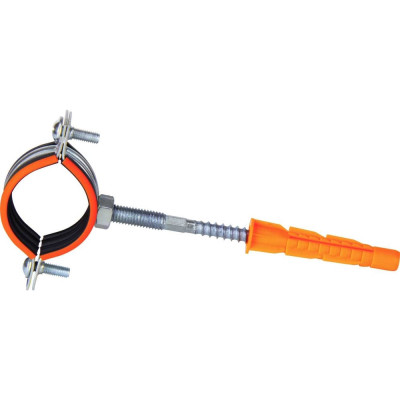 Трубный металлический хомут HUMALT М8 (16-20) 3/8", с гайкой, шпилькой-шурупом и дюбелем 007040301