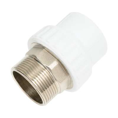 Переходная муфта Valfex с наружной резьбой 40x1 1/2" под ключ (24/6) белая 10135240