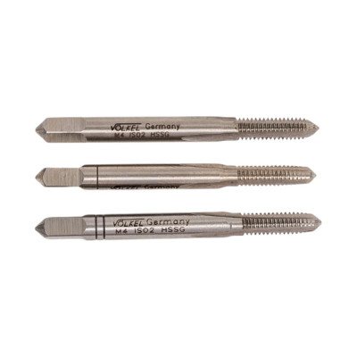 Набор метчиков из 3-х шт. VOLKEL М 4 шаг 0.7мм DIN352 HSS-G V27330