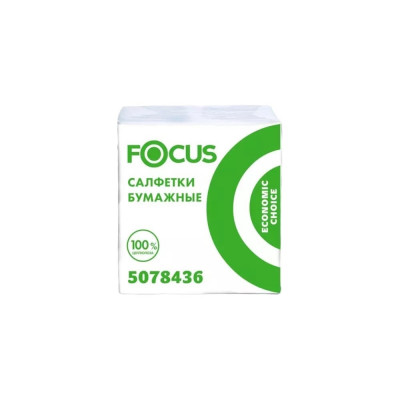 Салфетки Focus 20x24 см белые 1 слой 100 шт в упаковке 1708461