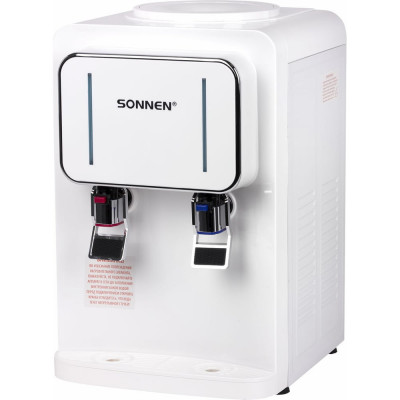 Кулер для воды SONNEN Tse-02w, настольный, нагрев/охлаждение электронное, 2 крана, белый 456173