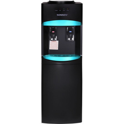 Кулер для воды SONNEN Fsc-02w Turbo напольный, турбонагрев/охлаждение компрессорное, шкаф, 2 крана, черный 456171