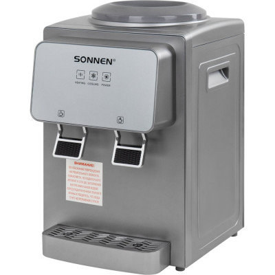 Кулер для воды SONNEN Tse-02gp, настольный, нагрев/охлаждение электронное, 2 крана, серебристый 455745