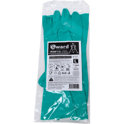 Перчатки Gward RNF15 STF15-STR КЩС К80 процент Щ50 процент из нитрила, зеленого цвета, р L, 1 пара в упаковке арт STF15-STR STF15-STR/L1