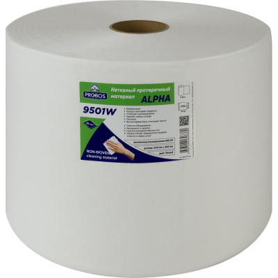Нетканый протирочный материал PROBOS ALPHA 9501W, 50 г/м2, белый, 25x34 см, 1100 л/рулон 9501W1100