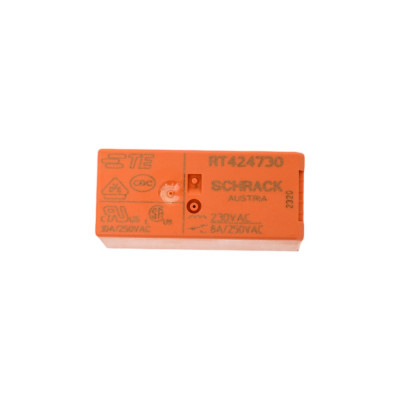 Реле силовое Schrack Technik PCB 2 перекл. конт, 8A, 230V АC, 5mm артикул Австрия RT424730
