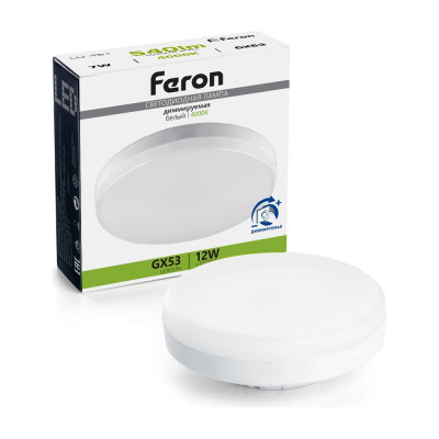 Лампа светодиодная диммируемая FERON LB-456 GX53 12W 230V 4000K, 51065