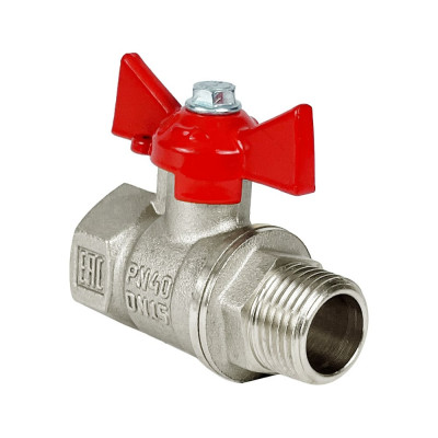 Кран шаровой для воды Valfex N/P59 1/2" ВР/НР руч.-бабочка,латунный никелированный 11Б27фт1М(96/24) VF.218.NB1.012.N/P59.Bir