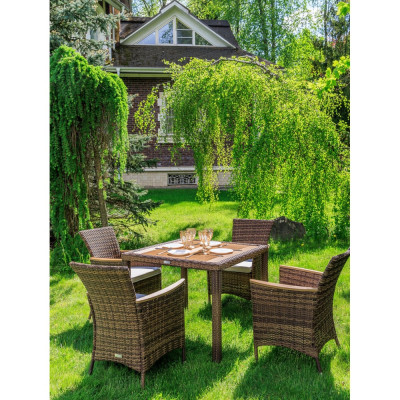 Обеденный комплект садовой мебели AMELIA Royal Family коричневого цвета на 4 персоны 760-763-61-21