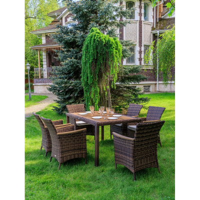 Обеденный комплект ROYAL FAMILY AMELIA коричневого цвета, на 6 персон 761-763-61-21