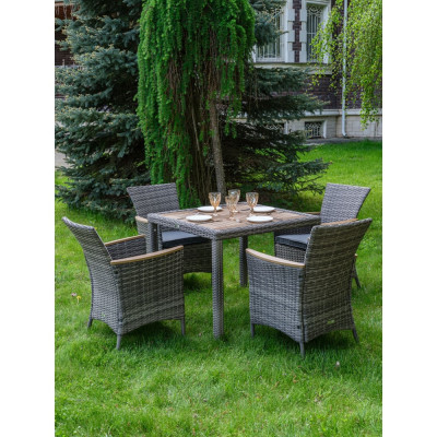 Обеденный комплект садовой мебели AMELIA Royal Family серого цвета на 4 персоны 760-763-71-71