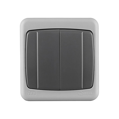 Выключатель MAKEL двухклавишный о/у серый IP55 36064003