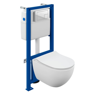 Комплект Cersanit BRASKO SMART CO DPL EO slim инсталляция LINK PRO, кнопка CORNER пластик белый 68294