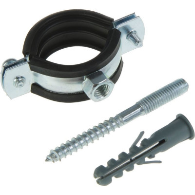 Хомут сантехнический СВК в комплекте с дюбелем и шпилькой, 47-53 мм, 1 1/2", гайка М6, шпилька 6x70, дюбель 8x40 Н0000027875
