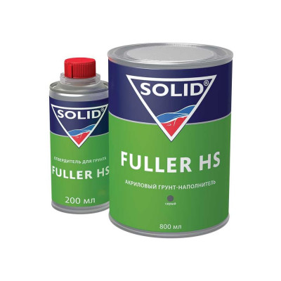 Грунтовка SOLID FULLER HS (800+200 мл) - грунт-наполнитель 4+1, цвет: серый, в комплекте с отвердителем 332.1003
