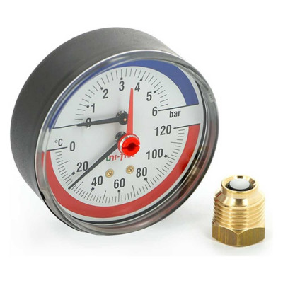 Термоманометр аксиальный Uni-Fitt 6 бар, 120 C, диаметр 80 мм, 1/2"Н 310D2442