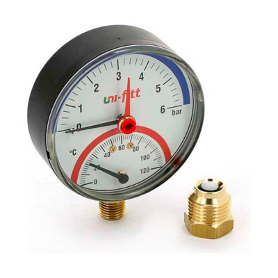 Термоманометр радиальный Uni-Fitt 6 бар, 120 C, диаметр 80 мм, 1/2"Н 311D2442