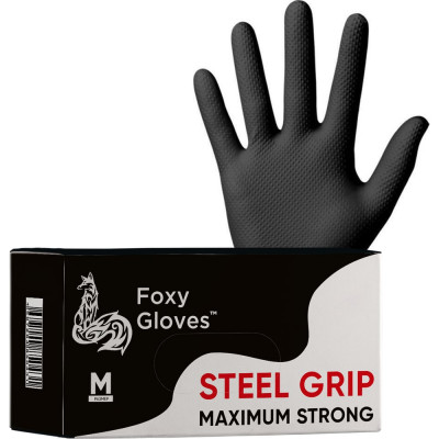 Нитриловые перчатки STEEL GRIP, 50 пар (100 шт), размер XL, черные Foxy 61263001009297