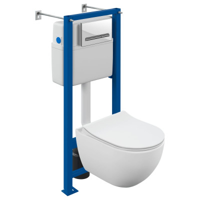 Комплект Cersanit BRASKO SMART CO DPL EO slim инсталляция VECTOR, кнопка PILOT стекло, белый  68277