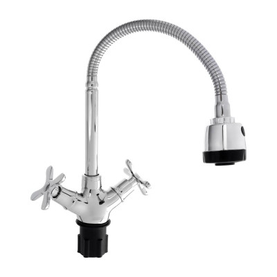 Смеситель для кухни СоюзКран гибкий излив, керам. кран-буксы 1/2, хром, цинк, SK01-F240 567-131