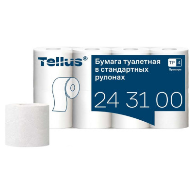 Туалетная бумага в рулонах (Tellus) T4 3-слойная белая TORK 96 рулонов по 15 метров, 12 упаковок по 8 рулонов 243100_