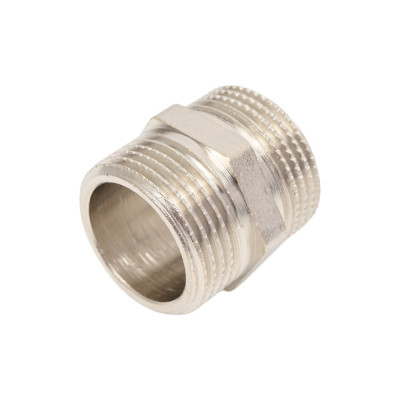 Ниппель прямой LD PRIDE DN20 (3/4") НР/НР латунь никель с биркой LD.67.511.20