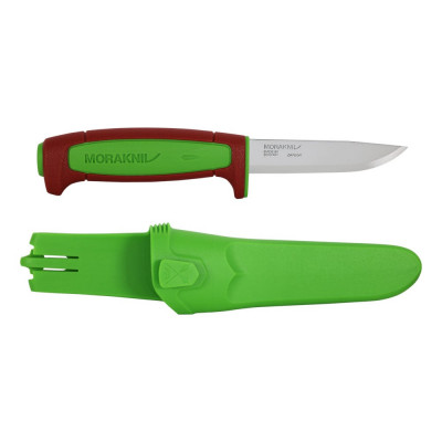 Нож MoraKNIV Basic 511 лимитированный 2024 углеродистая сталь, пласт. ручка (терракотовая) зеленая вставка 14281