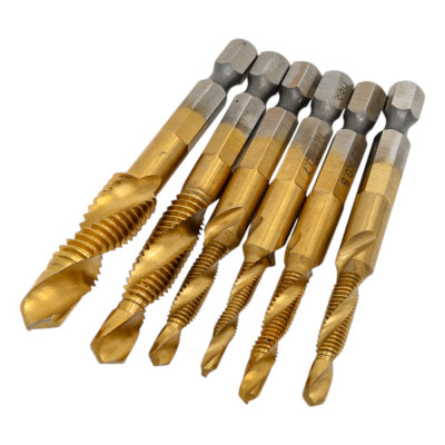 Набор сверл-метчиков EUROSTAR титановое покрытие из быстрорежущей стали, 6 шт АГ2474