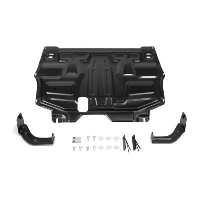Защита картера + КПП + комплект крепежа AutoMax сталь, Volkswagen Polo Sedan 2010-2015; 2015-2020, V - 1.6 (85л.с.; 90л.с.; 105л.с.; 110л.с.); 1.4 AM.5842.2