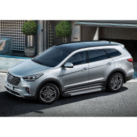 Пороги "Silver" Rival для Hyundai Santa Fe III 2012-2018/Santa Fe Premium 2015-2016, 180 см, 2 шт., алюминий, F180AL.2305.2