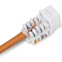 Вставка Keystone Cabeus Jack RJ-45, категория 5e, заделка 110 тип, белая, со стяжкой KJ-RJ45-Cat.5e-90-SW