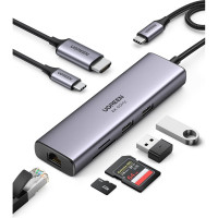 Адаптер Ugreen cm512 usb-c multifunction adapter with ethernet interface. цвет: серый космос 60515