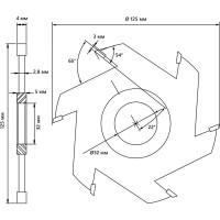 Фреза пазовая 125x32x4 мм Белмаш RF0011T