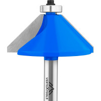 Фреза кромочная конусная с подшипником, хвостовик 8 мм, d-50.8 мм, h-27 мм, а- 45, b-26.8 мм, l-65.3 мм vertextools 3520-082751