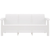 Диван WORKY ротанг, 3-х местный, 188x70x79 см, белый ARD132855