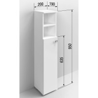 Туалетный шкаф SANTREK "Виола" 2 ниши, белый, правый, 200x950x190 316066