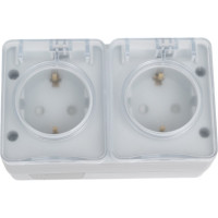 Розетка двойная с заземлением со шторками Systeme Electric AtlasDesign Profi IP54, 16 АХ, 250 В, открытой установки, Серый ATN543026