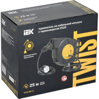 Удлинитель IEK Twist катушка ук25 1место, 2p+pe/25м+2м, 3x1,5мм2, автосмотка TW-KP27-16-01-25-02